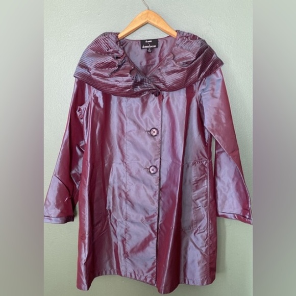 Women’s Sz XS Dennis Basso metallic portrait statement collar casual jacket top - Picture 3 of 11